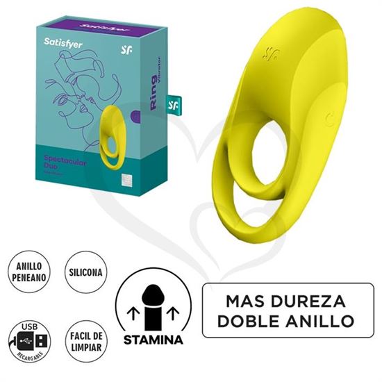 Spectacular Duo anillo peneano con vibracion y carga USB